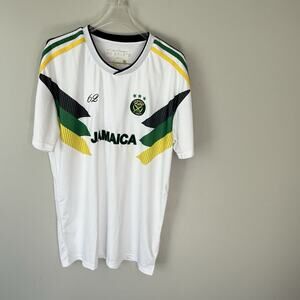 Jamaica LMS Sports Soccer Football Jersey Mens XL White Green/yellow/black